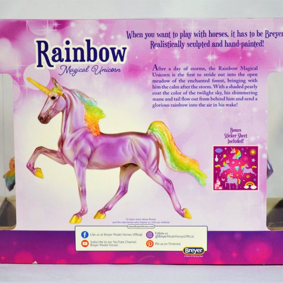 BREYER RAINBOW MAGICAL UNICORN SADDLEBRED CLASSIC PURPLE GLITTER FREEDOM SERIES - Picture 4 of 6